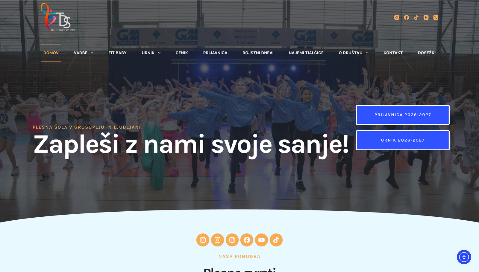 Izdelava spletne strani za Tial Dance Studio