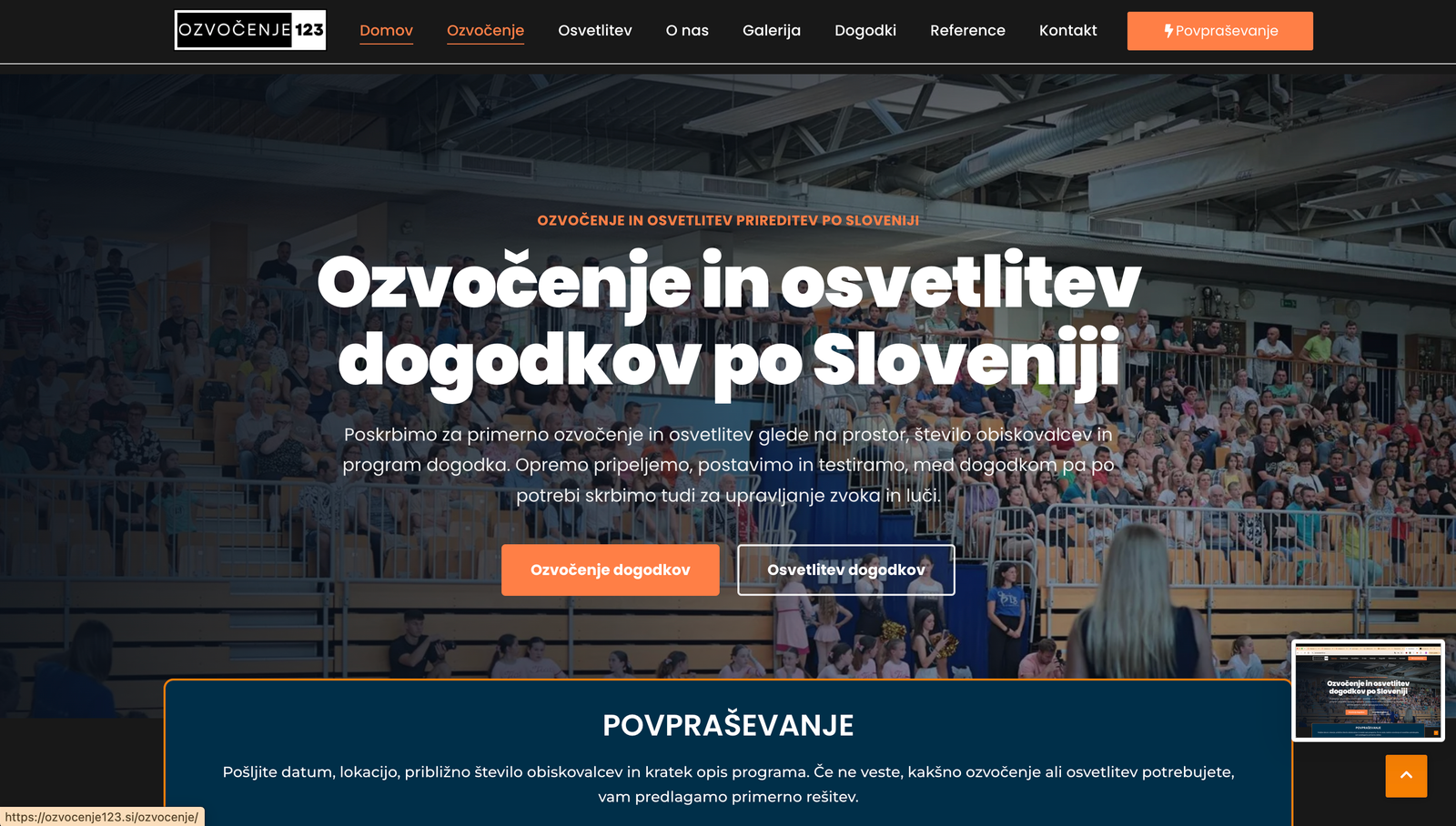 Izdelava spletne strani za OZVOČENJE123